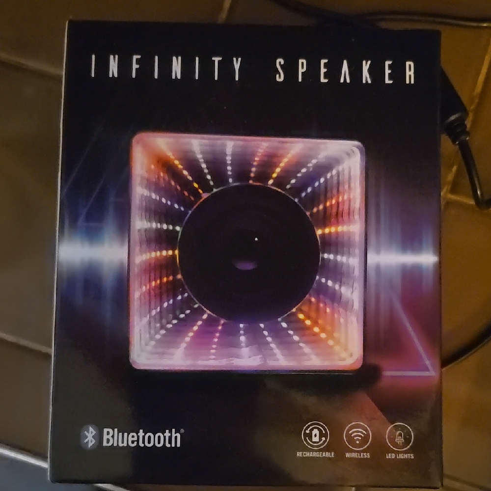 Black and Purple Portable Speaker with Bluetooth and Colorful Light Display